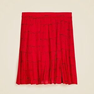 NWT J.Crew pleated knee-length skirt in bow-print viscose chiffon